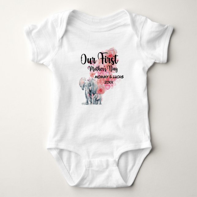 Våra första elefanter Mors dag Mamma och Baby T Shirt (Framsida)