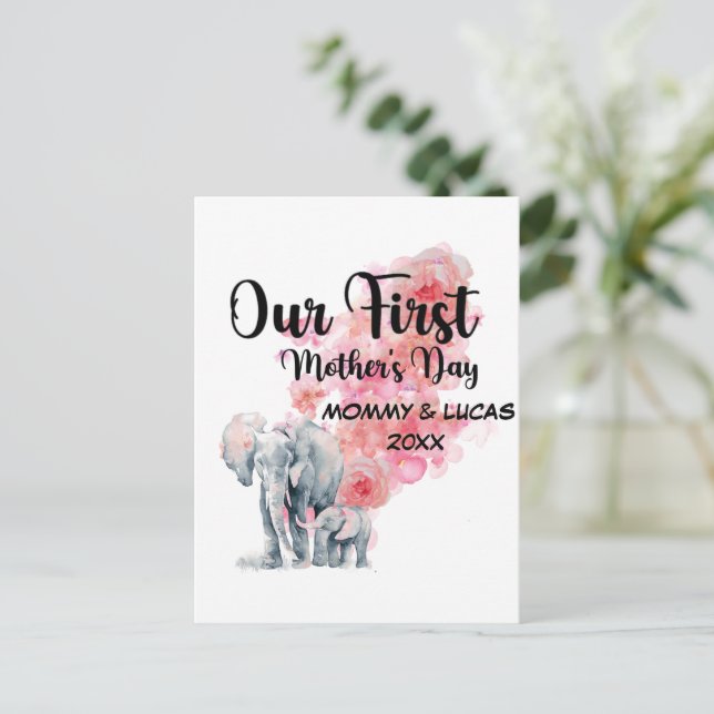 Våra första elefanter Mors dag Mamma och Baby Vykort (Stående Fram)