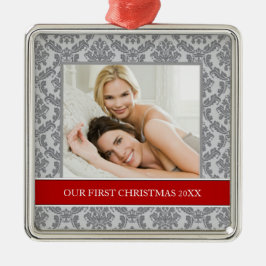 Våra första prydnadar för julfotohelgdag julgransprydnad metall