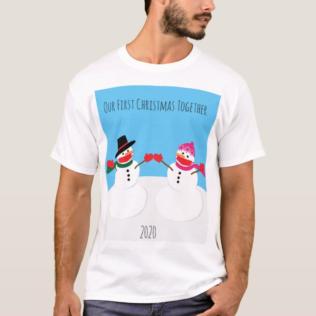 Våra första Snögubbar i jul 2020 Ansikte T Shirt (Framsida)