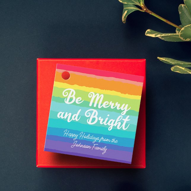Vara god och Bright Rainbow Anpassningsbar jul Par Gåvor Etiketter (Skapare uppladdad)