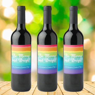 Vara god och Bright Rainbow Anpassningsbar jul Par Vinflaska Etikett