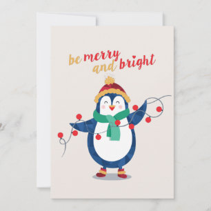 Vara god och ljus Penguin jul Julkort