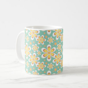 Våra gula blommor på grön bakgrund kaffemugg