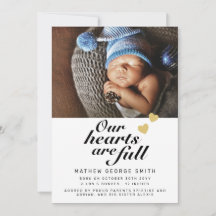 Våra hjärtan är Fullt Photo Baby Birth-meddelandet
