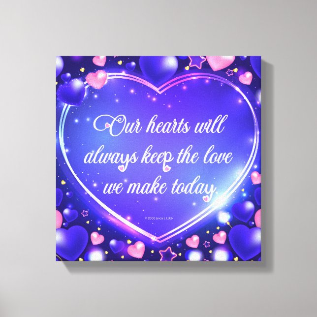 Våra hjärtan behålla den kärlek inslagna duken canvastryck (Framsida)