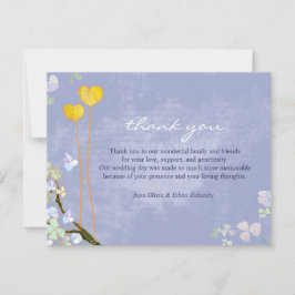 Våra hjärtan Rustic Blue Bröllop Tack Kort