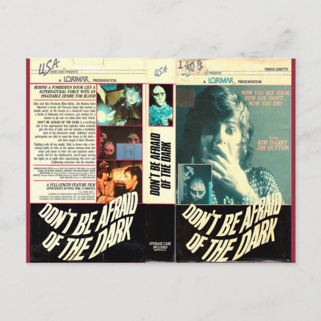 VARA INTE RÄDD FÖR MÖRKEN RETRO VHS POSTCARD VYKORT (Framsida)