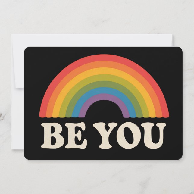 Vara Lesbisken Pride LGBTQ Ally Rainbow Retro Inbjudningar (Framsida)