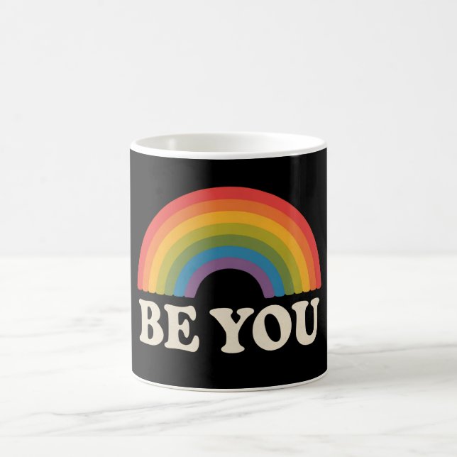 Vara Lesbisken Pride LGBTQ Ally Rainbow Retro Kaffemugg (Center)