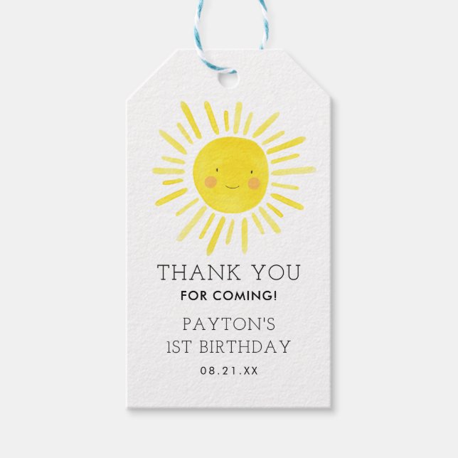 Våra lilla Sunshine Party Birthday-Märkre Presentetikett (Framsidan)