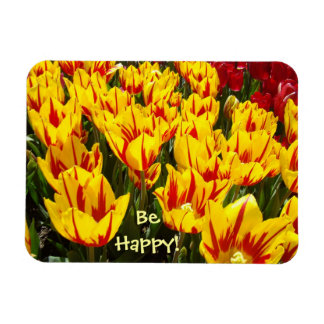 Vara Lycklig! Gult Tulp Blommor Magnet