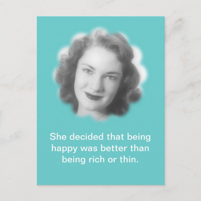 Vara lycklig, roligt vintagefoto vykort (Framsida)