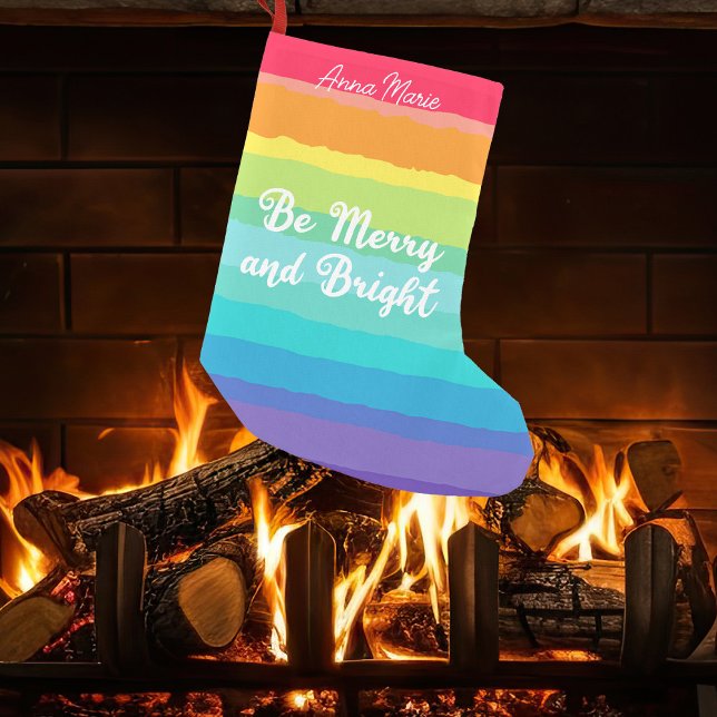 Vara merry och Bright Cute Anpassningsbar Rainbow Liten Julstrumpa (Skapare uppladdad)