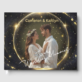 Våra minnen från Bröllop - Elegant Black och Guld Gästböcker