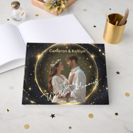 Våra minnen från Bröllop - Elegant Black och Guld Gästböcker