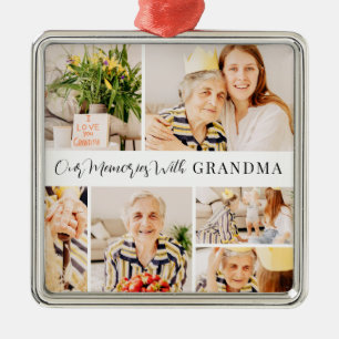 Våra minnen med Grandma Modern Photo Collage Julgransprydnad Metall