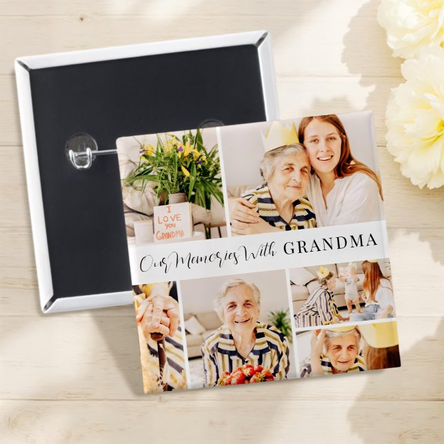Våra minnen med Grandma Modern Photo Collage Knapp (Skapare uppladdad)
