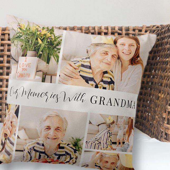 Våra minnen med Grandma Modern Photo Collage Kudde (Skapare uppladdad)