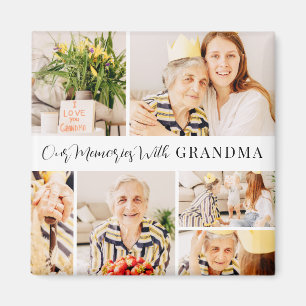 Våra minnen med Grandma Modern Photo Collage Magnet