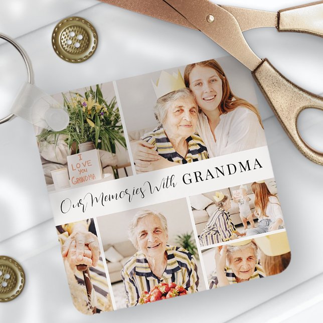 Våra minnen med Grandma Modern Photo Collage Nyckelring (Skapare uppladdad)