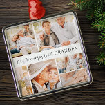Våra minnen med Grandpa Modern Photo Collage Julgransprydnad Metall<br><div class="desc">Denna moderna utformning består av enkel serif-typografi som är lätt och smink. Lägg till 6 foton. Dessa bilder maskeras mot kvadratiska/rektanglar. Om du vill få ett bättre foto-arrangemangt måste du ta bort masken för bilderna. Gör sedan dina fotojusteringar. Efter justeringen markerar du antingen kvadratisk eller rektangulär form och fotot och...</div>