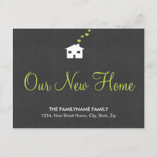 Våra nya hem- adressändringvykort meddelande vykort