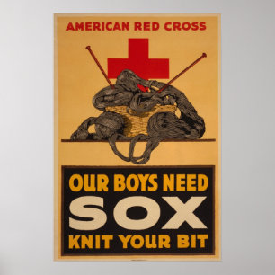 Våra pojkar behöver sox Red Kor Världskrig 2 Poster