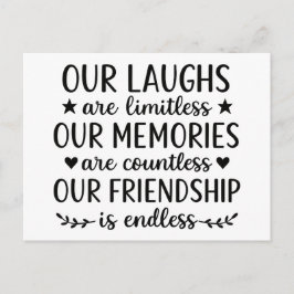 Våra skratt är oändliga Vänskaps Citat Vykort
