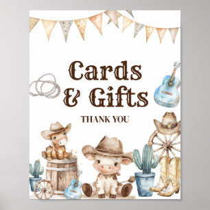 Våra små Cowboy Cactus Baby Shower-kort och presen Poster