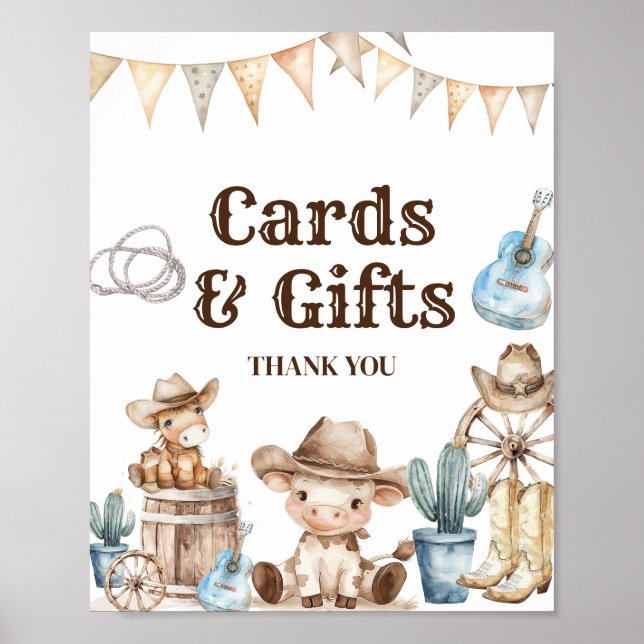 Våra små Cowboy Cactus Baby Shower-kort och presen Poster (Framsidan)