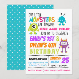 Våra små monster Joint Födelsedagsfest Inbjudan