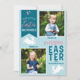"Våra små Påskhare" Påsk 2 Fotobunnier Julkort
