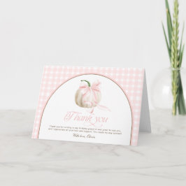 Våra små pumpaböcker för bebisar i rosa gingham tack kort