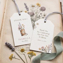 Våra små vilda blommor Första födelsedagspresent F Presentetikett