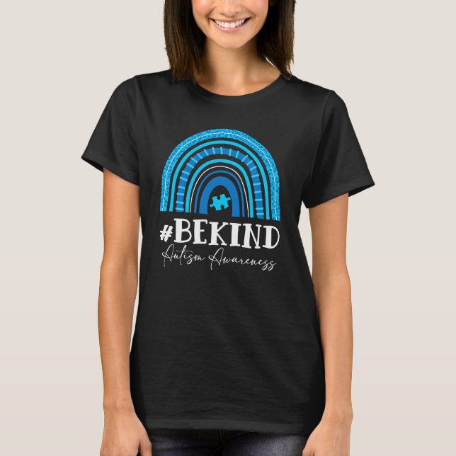vara snäll autism medvetenhet regnbåge t shirt (Framsida)