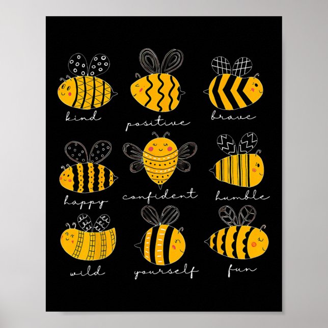 Vara snäll Positiv Modig Glad Självsäker Ödmjuk Te Poster (Framsidan)