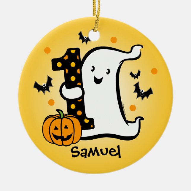 Vara spökskrivareare lite den 1st födelsedagen julgransprydnad keramik (Framsidan)