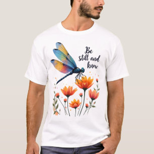 Vara stilla och känna till Floral Dragonfly Kriste T Shirt