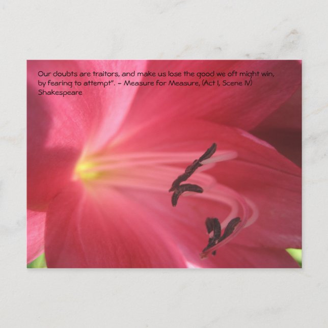 Våra tvivel är förrädare, och får oss att ... vykort (Framsida)