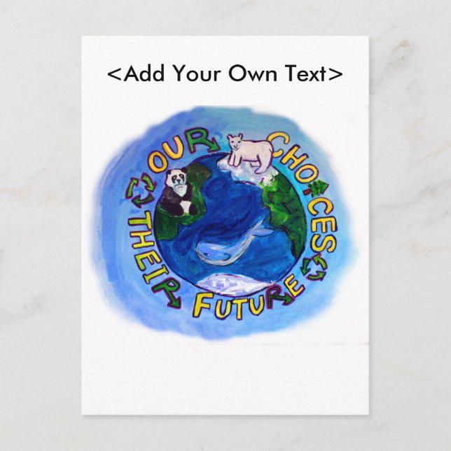 Våra val- Återvinn, Återanvänd, Minska Jord Postko Vykort (Framsida)