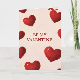 Vara valentinskort med ludna röda hjärtan Romantis Helgkort