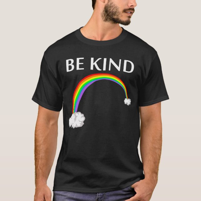 vara vänlig regnbåge t shirt (Framsida)
