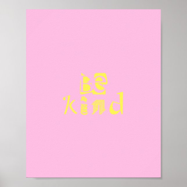 vara vänlig roligt av ord art poster rosa och gult (Framsidan)