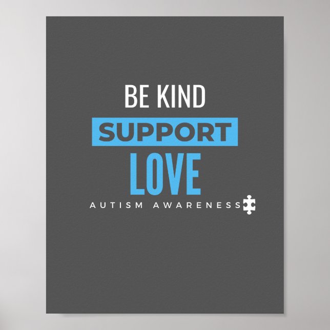 vara vänlig.support.kärlek.autism Poster och skriv (Framsidan)