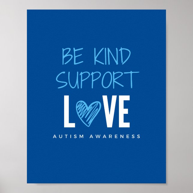 vara vänlig.support.kärlek autism Poster och skriv (Framsidan)