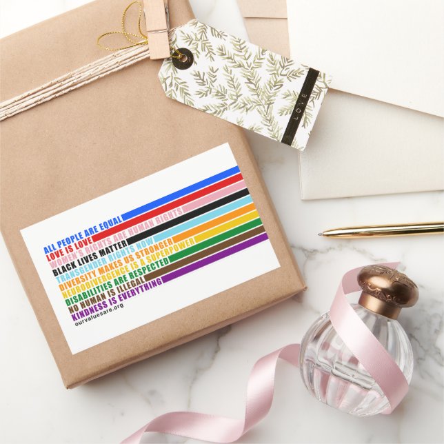 Våra värden är fastare rektangulärt klistermärke (Gifting)