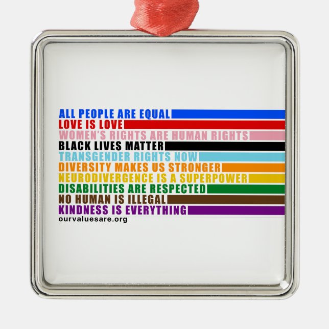 Våra värden är julgransprydnad metall (Framsidan)