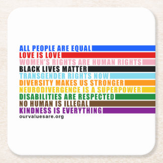 Våra värden är Underlägg Papper Kvadrat