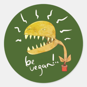 vara vegansk, rolig tecknad för flygfällor runt klistermärke
